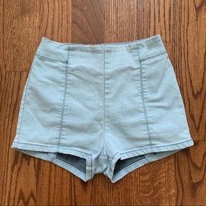 High Waisted Stretch Denim Shorts